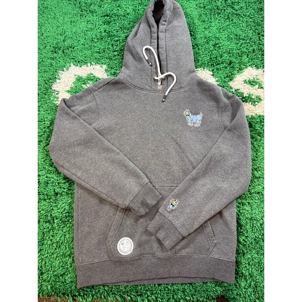 GOAT USA Hoodie Mens Small Gray Excellent Pullover Logo Sweatshirt